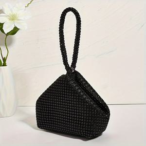 TEMU 카니발 웨딩 음악 축제를 위한 미니 글리터 라인스톤 클러치, 우아한 반짝임 클러치 지갑, 여성 패션 핸드백 및 손목 지갑