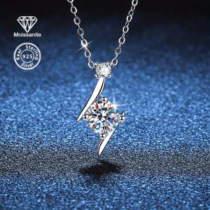 TEMU 여성을 위한 S925 실버 1카트 모이사이트 목걸이, 파티, 휴가, 출퇴근에 적합. 데이와 크리스마스에 완벽한 선물, 생일을 위한 반짝이는 보석. 무게: 1.72G/0.062Oz.|은목걸이