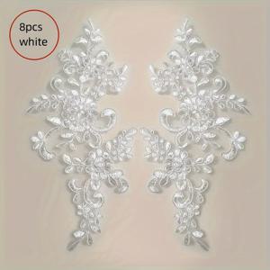 TEMU 8pcs 3D 꽃 레이스 자수 디자인, 스타일 애플리케이스, 다양한 색상, DIY 웨딩 드레스, 자수, 공예, 의류, 청바지, 자켓, 가방