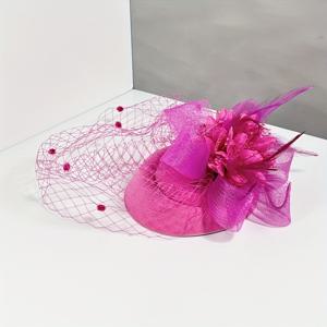 TEMU 브라이덜 블리스, 빈티지 영국 매력의 우아한 프렌치 스타일 메쉬 패시네이터 모자 - 결혼식 및 이브닝 가운에 완벽, 가벼운 폴리에스테르, 손세탁 가능