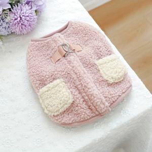 TEMU 포켓이 달린 포근한 기모 안감 강아지 재킷 - 소형견을 위한 따뜻한 겨울 애완 동물 코트, 부드러운 니트 원단, 조절 가능한 스트랩 & 스냅 잠금, 세탁기 사용 가능, 강아지 애호가를 위한 완벽한 선물, 강아지 옷