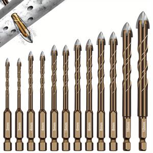 TEMU 12 x 타일 드릴 비트, 타일 드릴 비트 직경 3-12mm, 육각형 타일 드릴, 유리, 금속, 벽돌, 플라스틱, 나무용