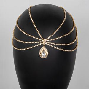 TEMU 1pc -시크 멀티 레이어 라인스톤 워터 드롭 헤드 체인 - 우아한 신혼부부 헤어 액세서리, 결혼식, 파티, 특별한 기회에 완벽한, 금색 또는 검은색으로 제공, 여성에게 이상적인 선물, 휴가 액세서리|우아한 헤드피스|반짝이는 효과, 웨딩 헤어 액세서리