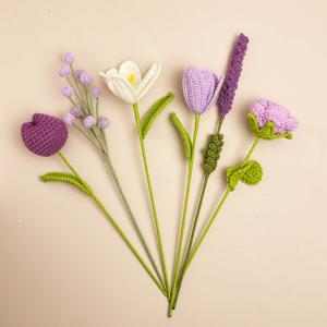 TEMU 손으로 짠 꽃다발 세트, 천과 직조된 꽃 포함, 장미 튤립 라벤더 땋은 꽃, 어머니나 친구에게 선물하기에 적합한 기념일 선물, 어머니의 날 선물, 데이 선물, 생일 선물, 홈 데코