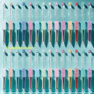 TEMU 8개의 인기있는 수제 보석 만들기 키트, UV-코팅한 반짝이는 별 모양의 설탕 비즈 펜 DIY 재료 팩, 무작위로 보낸 휴일 선물, 창의적인 스테이션러리