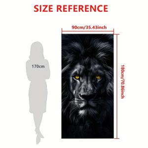 TEMU 1개 250gsm 검은 사자 흰 호랑이 프린트 속건성 목욕 & 해변 타월 - 70x140cm 또는 90x180cm, 수영장, 스파 또는 가정용으로 적합한 높은 흡수력 직사각형 타월, 수영장 액세서리, 판타지 테마, 내구성 있는 원단