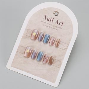 TEMU 10pcs 핫셀링 웨어러블 네일 스트립, 고급 카티 아이 스타 도트 패턴 네일 스티커, 달콤하고 시원한 풀 커버 네일, 여성과 일상적인 사용에 적합: 프레스온 네일