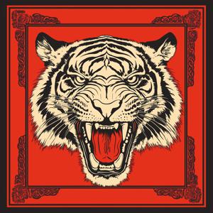 TEMU 아름다운 표범 머리 스카프, 밝은 빨간색과 검은색 디자인 - 기계 세탁 가능한 폴리에스터, 전통 중국 영감 패턴, 공식 및 캐주얼 의상에 완벽, 세련된 헤어웨어 | 전통 디자인 | 내구성 있는 원단