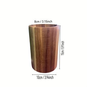 TEMU 고급 아카시아나무 수납통, 견고한 원목 사이클린더. 사무실용 & 스터디테이블에 적합한 2단계형 멀티기능 органайзер - 20개 이상의 펜을 수납할 수 있으며, 젓가락/식기 보관함으로 활용도 높음