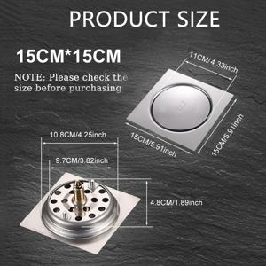 TEMU MYS 스퀘어 스테인레스 스틸 욕실 싱크 배수 플러그 - 분리 가능한 팝업 헤어 트레이 및 배수 쿠션, 샤워, 욕조, 주방 싱크용 에르고노믹 디자인 - 내구성 있는 녹방 방지 욕실 배수 커버, 세련된 배수 커버, 현대적인 배수 커버, 내구성 있는 배수 커버|사각싱크볼