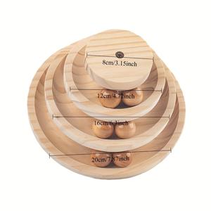 TEMU 2025 신제품 삼중층 트랙 볼 턴테이블 고양이 제품 - 원목 + PP 내구성 소재, 자가 회전 기능 + 고양이 놀이와 지능형 설계, 새끼고양이 및 성견 모두 적합, 무소음 디자인 + 긁힘 방지, 솔리드 우드 제작, 펫용 멀티캣 가정용, 인터랙티브 , 내구성 강화