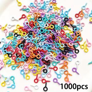 TEMU 1000개 아연 합금 아이핀 - 주얼리 제작, 공예 및 펜던트 액세서리용 소형 스크류 아이핀, 다양한 색상 (, 그린, 옐로우, 오렌지, 핑크, 퍼플, 레드, 브라운, 라이트, 다크)