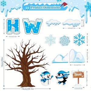 TEMU 84개 겨울 환상 벽 스티커 - 축제용 눈꽃 & 펭귄 실루엣, 자체 접착 종이 데칼, 크리스마스 & 휴일 장식용, 교실, 집, 사무실에 이상적, 배터리 필요 없음, 겨울 환상 장식, 크리스마스 트리 장식/토퍼, 벽 스티커 장식, 자체 접착 벽 스티커, 대형 자체 접착 벽 타투, 벽 장식 스티커, 집을 위한 벽 장식 스티커, 침실용 벽 스티커