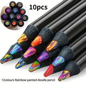 TEMU 10개 매직 그라데이션 펜 - 생생한 & 페인팅 마킹, 컬러풀 그라데이션 디자인의 귀여운 창의적 글쓰기 & 미술 용품, 낙서, 채색 및 창의 프로젝트용 나무 중간 팁, 미술 프로젝트 용품, 재미있는 디자인, 내구성 좋은 마커