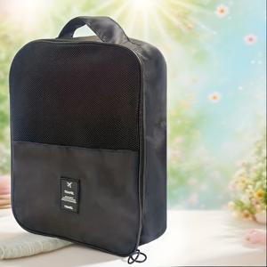 TEMU 1개 대용량 신발 보관 가방 - 메쉬 포켓 & 지퍼 없는 접근 가능한 헤비듀티 여행용 신발 정리함, 스니커즈/부츠용 내구성 있는 신발 케이스, 공간 절약형 캐리어 액세서리 (카키/화이트/블랙) - 이상적인 선물