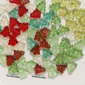 TEMU 크리스마스 트리 비즈 50개 세트 - 빨강, 초록, 투명, 금색, 갈색, 직구멍 비즈로 주얼리 만들기, 화환, 가랜드 제작용 - 휴일 공예품, 와이어 랩핑, 레진 아트 호환 가능 - 크리스마스 장식 및 선물, 축제 장식, 장식 액센트, 매끄러운 마감, 공예 재료, 공예 애호가용, 비즈 스트링킹, 공예 용품