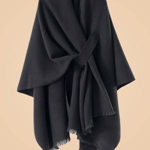 TEMU 여성용 플러스 사이즈 우아한 V넥 카디건 스웨트 - 앞면 오픈 프론트, 비대칭 헴, 솔리드 블랙, 가을/겨울 저녁 착용을 위한 오버사이즈 핏, 가을 겨울 의류 | V넥 디자인 | 비대칭 헴라인, 플러스 사이즈 스웨트