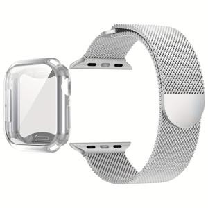 TEMU 2개 메탈 밀라노 자석 시계 스트랩 + TPU 전체 보호 케이스, 남녀공용, iWatch 40mm/41mm/44mm/45mm 시리즈에 적합, iWatch 9/8/7/6/5/4/3 시계 스트랩에 적합