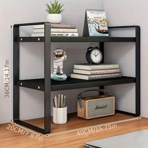 TEMU 대형 노르딕 스타일 데스크탑 정리함, 다수의 선반, 사무용품, 주방 필수품 및 욕실 필수품을 위한 검은 철 스토리지 랙, 7.87인치 높이, 15.75인치 너비, 기숙사 및 작은 공간을 위한 컴팩트한 디자인, 기숙사 룸 정리함 | 정리함 | 튼튼한 구조, 데스크탑 스토리지 정리함