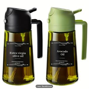 TEMU 미끄럼 방지 베이스가 있는 유리 오일 스프레이 병 - 요리, 에어프라이어, 샐러드, 그릴용 정밀 오일 디스펜서 - , 땅콩, 올리브 오일에 호환 가능 - 우아한 블랙 라벨 디자인 - 홈 셰프를 위한 이상적인 선물, 조리 액세서리, 현대 주방 도구|에어프라이어|오일스프레이