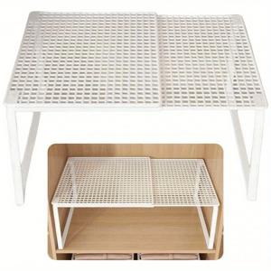 TEMU 확장 가능한 옷장 선반 정리대 - 조절 가능한 금속 수납 선반, 바퀴 포함, 공간 절약 디자인 (옷장, 주방, 식료품 저장실 및 신발장용) - 내구성 있는 독립형 옷, 수건 등 보관함, 다목적 선반 유닛, 현대적인 미학, 튼튼한 구조, 옷장 정리 및 수납|신발정리대