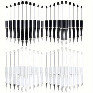 TEMU 사무실 및 학교 용품을 위한 여분의 리필이 있는 검은 잉크 롤러볼 펜과 다양한 비드 펜 샤프트가 있는 플라스틱으로 만들어진 40개의 비드볼펜