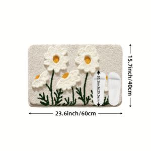 TEMU 1개 다잉 플러시 욕실 매트 - 부드럽고 미끄럼 방지, 흡수성 폴리에스터 매트, 화장실 및 홈 데코용, 세탁기 사용 가능, 직사각형 모양, 데이지 꽃 주방 매트, 데이지/꽃 욕실 매트, 화장실 매트, 욕실 발 매트, 데이지 꽃 러그, 욕실 액세서리|발매트|변기부속품
