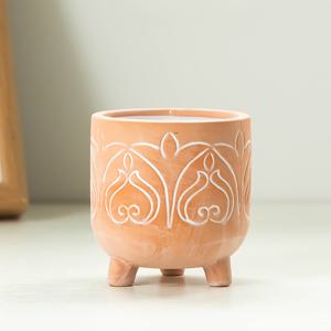 TEMU 1개 보호 시크 수제 세라믹 화분, 줄무늬 미완성 탁상 화분 배수 구멍, 다육 식물 및 분재 나무에 이상적, 실내 및 실외 사용