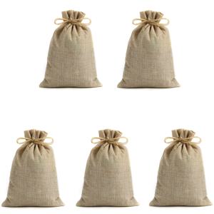 TEMU 5개 팩 삼베 끈 잠금 선물 봉투 - 파티 선물, 보석, 결혼 선물, 생일, 예술 및 DIY 공예품을 위한 재사용 가능한 헤시안 린넨 파우치