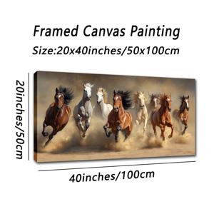 TEMU 액자 추상 말 캔버스 아트, 20x40인치 - 거실, 욕실, 정원, 교실을 위한 모던 벽 장식 - 나무 프레임