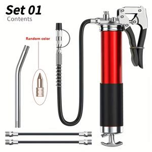 TEMU 14oz , 18인치 플렉스 호스, 2개의 커플러, 2개의 연장 고정 튜브 및 날카로운 노즐이 포함된 헤비 듀티 그리스 건 세트 - 자동차 및 산업용 전문 윤활