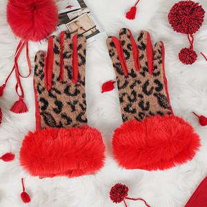 TEMU 1 쌍 여성용 프린트 플러시 핑거리스 장갑, 폴리에스터 원단, 비늘, 따뜻한 터치스크린 호환, 인조 모피 트림, 손세척만 가능 - 저녁 데이트에 완벽