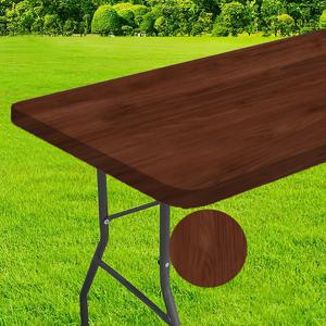 TEMU 6피트 직사각형 테이블용 브라운 우드 빈티지 팜하우스 테이블보 1개, 서부 헛간 테마 생일 결혼식 파티 용품을 위한 목재 무늬 러스틱 나무 보라