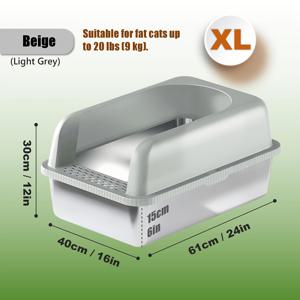 TEMU 고스플래시 가드가 높은 대형 스테인레스 스틸 고양이 사체함, 누수 방지 및 쉽게 청소할 수 있는, 스크루 포함 - 다중 고양이 가정에 이상적, 내구성이 뛰어난 폴리프로필렌 및 스테인레스 스틸 디자인, 사체함