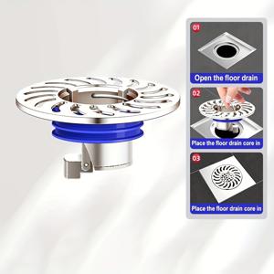 TEMU 방취형 바닥 배수구 골드-실버, 샤워 역류 방지 밸브, 일방향 밸브, 황동 드레인 필터, 욕실 및 주방용 냄새 예방 (황동)