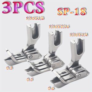 TEMU 3pcs 산업용 수제기 이중 실 2-플렌지 프레스어 풋 SP-18 오른쪽 이중 실 프레스어 풋 이중 실 프레스어 풋 수제기 청바지 포켓용 모든 스틸 실 프레스어 풋 0.3/0.5/0.6 폭 이중 실 프레스어 풋 산업용 수제기 액세서리