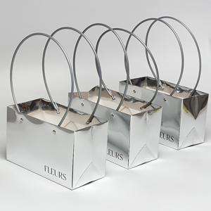 TEMU 3pcs 고품질 은빛 꽃 보석 종이 가방, 휴대용 꽃 삽입 상자, 결혼 선물 포장에 적합, 작은 꽃가게 휴대용 가방, 어머니의 날, 데이