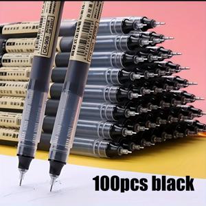 TEMU 100pcs 0.5mm 검은색과 파란색 젤 펜 - 빠른 건조, 액체 볼펜 - 학교, 사무실, 파티 사용에 적합 - 문서 서명 및 노트북에 이상적, 사무용품 | 우아한 쓰기 도구 | 부드러운 쓰기 경험, 펜 그립