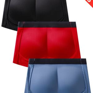 TEMU 3pcs JOCKMAIL 남성용 힙 라이징 박서 브리프 - 통기성 스폰지, 무조건 디자인, 블랙/레드/블루, 캐주얼 의상용 편안한 속옷, 편안한 속옷 | 무조건 속옷 | 스폰지 편안한 속옷