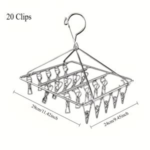 TEMU 20개 클립 다기능 빨래줄, 스테인리스 스틸 소재, 튼튼한 멀티 클립 건조대, 발코니, 세탁실, 욕실용
