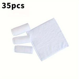 TEMU 25/35팩 화이트 소형 사각 워시클로스 - 부드럽고 빠른 건조 목욕 & 얼굴 타월, 컴팩트 핸드 타월, 민감한 라이트 베이지, 모던 플레인 디자인, 개별 소형 웻티슈, 얼굴 & 바디용|물티슈