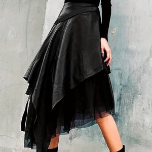 TEMU 여성용 우아한 블랙 스커트 - 매력적인 A라인 실루엣, 데일리 및 포멀 행사, 사무실, 파티, 캐주얼 의상에 적합한 플로이 스커트 - 봄/가을 전환 시즌 스커트