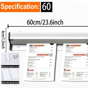 TEMU 1개 상업용 청구서 클립, 벽걸이 주방 메뉴 홀더, 테이크아웃 주문 정리대, 두꺼운 삼중 조절 가능 왼쪽/오른쪽 이동 디자인, 쉬운 설치, 다양한 사이즈 제공, 레스토랑 식사 메뉴 클램프, 무드릴 주방 영수증 홀더, 아버지의 날 및 독립 기념일을 위한 두꺼운 벽면 삽입 클립, 서버 액세서리