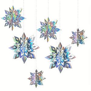 TEMU 6개입 3D 레이저 커팅 눈꽃 장식 - 무지개/홀로그래픽 색상 변화 종이 눈꽃, 크리스마스 트리, 천장 및 창문 장식용 - 겨울 파티 행잉 데코, DIY 친화적 (접착제 필요 없음/쉬운 걸이) - & s