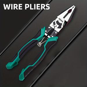 TEMU 1개 헤비듀티 60CR-V 크롬-V 스틸 산업용 와이어 렌치 플라이어 - 8인치 (20cm) 그린/블랙 - 미끄럼 방지 그립, 터키석 악센트가 있는 턱, 전기 작업, 수리, DIY용 (조립 불필요)
