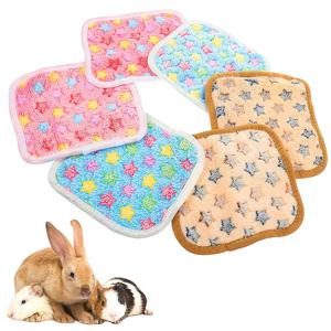 TEMU 6개입 부드러운 양털 침대 매트 (기니피그, 토끼, 친칠라, , 페럿, 햄스터 & 작은 동물용) - 귀여운 동물 프린트가 있는 세탁 가능한 쥐장 바닥재, 튼튼한 폴리에스터, 이상적인 크리스마스 선물, 애완 동물 침대, 재미있는 디자인, 햄스터 화장실, 햄스터용품, 햄스터베딩, 기니피그 바닥, 햄스터 목욕통, 햄스터모래
