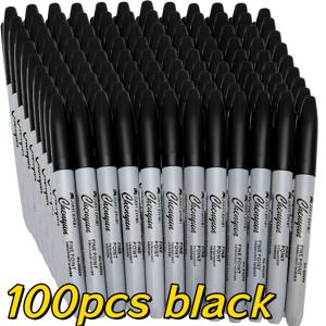 TEMU 100개/50개 대용량 가는 팁 검정색 필기구, 속건성 방수, 1mm, 부드러운 잉크, 학용품, 사무실 및 선물 포장, 학교 문구류, 사무용품, 가는 팁 마커, 부드러운 필기, 내구성 마커에 적합