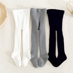 TEMU 3팩 여아용 두꺼운 기모 안감 타이츠 - 솔리드 블랙, & 회색 세로 레깅스, 탄성 허리 밴드, 사계절 내내 따뜻한 실내/외 착용, 실내외 착용 | 세로 디자인 | 기모 안감 타이츠, 여아용 타이츠