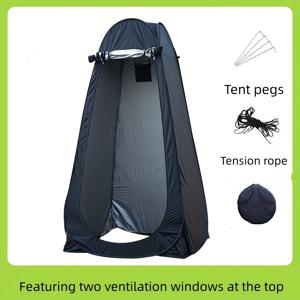 TEMU 1인용 휴대용 프라이버시 텐트 - 초경량 접이식 야외 샤워 & 탈의실, IC 도어, 캐리백 포함 - 사계절용 탈의실 텐트, 캠핑 화장실, RV 쉼터 (블랙) - 간편 설치, 도구 불필요