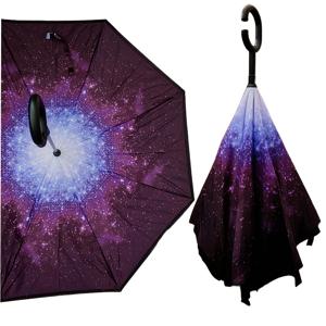 TEMU C자형 손잡이의 방풍 이중 레이어 자동 반전 우산, 남녀 공용 2중 사용 디자인, 창의적인 양면 우산, 햇빛 가리개 우산, 바람 가리개 우산, 튼튼한 우산